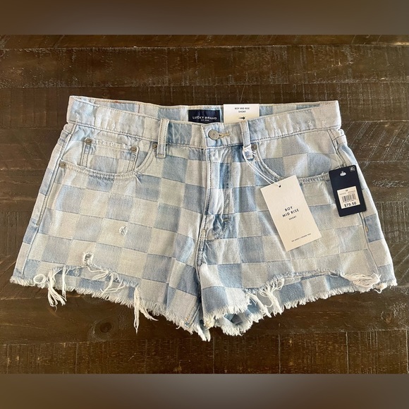 NWT Lucky Brand Denim Squares Boy Mid Rise Cut Off Shorts Sz 30 (10) - Picture 6 of 9